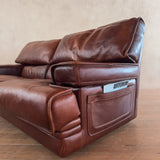 Oxblood Leather Three Seat Sofa, Italy, 1970s