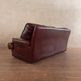 Oxblood Leather Three Seat Sofa, Italy, 1970s
