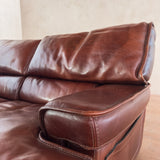 Oxblood Leather Three Seat Sofa, Italy, 1970s