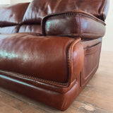 Oxblood Leather Three Seat Sofa, Italy, 1970s