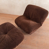 Chocolate Corduroy 'Patate' Chair and Ottoman by Airborne International, 1970s