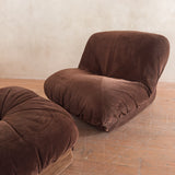 Chocolate Corduroy 'Patate' Chair and Ottoman by Airborne International, 1970s
