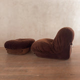 Chocolate Corduroy 'Patate' Chair and Ottoman by Airborne International, 1970s