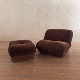 Chocolate Corduroy 'Patate' Chair and Ottoman by Airborne International, 1970s