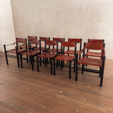Set of 10 Italian Leather Dining Chairs by Ibisco, 1960's