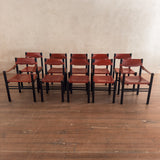 Set of 10 Italian Leather Dining Chairs by Ibisco, 1960's