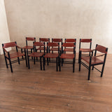 Set of 10 Italian Leather Dining Chairs by Ibisco, 1960's