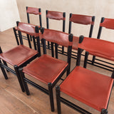 Set of 10 Italian Leather Dining Chairs by Ibisco, 1960's