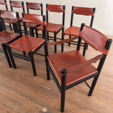 Set of 10 Italian Leather Dining Chairs by Ibisco, 1960's