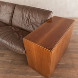 Chunky Wood Arm Leather Sofa attr. Artek