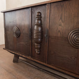Hand Carved Oak Sideboard by Charles Dudouyt, 1940s