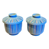 Striped Multicolor Lidded Vessel