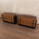 Pair of Vintage Oak Nightstands with Block Pulls, 1970s
