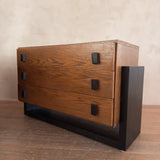 Pair of Vintage Oak Nightstands with Block Pulls, 1970s