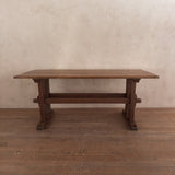 French Provincial Aged Oak Trestle Dining Table