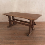 French Provincial Aged Oak Trestle Dining Table