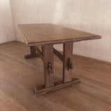 French Provincial Aged Oak Trestle Dining Table