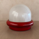 Pair of Red Accent Dome Table Lamps attr. Prisma Duna, 1970s