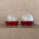 Pair of Red Accent Dome Table Lamps attr. Prisma Duna, 1970s