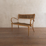 Vintage Beech and Reed Grass Settee, 1940s