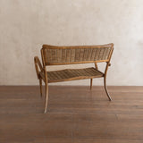 Vintage Beech and Reed Grass Settee, 1940s