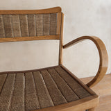 Vintage Beech and Reed Grass Settee, 1940s