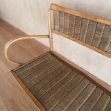 Vintage Beech and Reed Grass Settee, 1940s