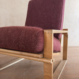 Pair of Oxblood Oak Frame Lounge Chairs, 1970s