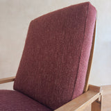 Pair of Oxblood Oak Frame Lounge Chairs, 1970s