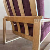 Pair of Oxblood Oak Frame Lounge Chairs, 1970s