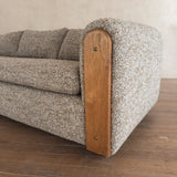 Oak Panel Sofa in Oatmeal Alpaca Bouclé, 1970s