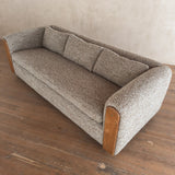 Oak Panel Sofa in Oatmeal Alpaca Bouclé, 1970s