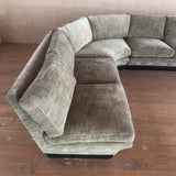 Sage Velvet Postmodern 3 Piece Sofa, 1970s