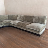 Sage Velvet Postmodern 3 Piece Sofa, 1970s