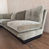 Sage Velvet Postmodern 3 Piece Sofa, 1970s