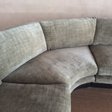 Sage Velvet Postmodern 3 Piece Sofa, 1970s