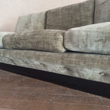 Sage Velvet Postmodern 3 Piece Sofa, 1970s