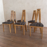 Set of 6 French Modernist Oak Dining Chairs