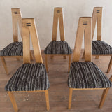 Set of 6 French Modernist Oak Dining Chairs