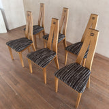 Set of 6 French Modernist Oak Dining Chairs