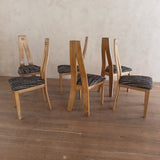 Set of 6 French Modernist Oak Dining Chairs