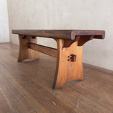 Brutalist Solid Wood Trestle Bench