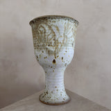 Large Speckled Cream Glaze Pedestal Urn