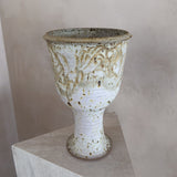 Large Speckled Cream Glaze Pedestal Urn