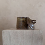 Speckled Amber Glaze Lidded Studio Pottery Jar