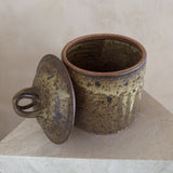 Speckled Amber Glaze Lidded Studio Pottery Jar