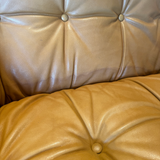Pair of Tufted Caramel Leather Lounge Chairs