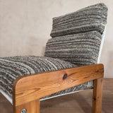 Pair of Pine Frame Lounge Chairs with Textured Nubby Cushions