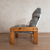 Pair of Pine Frame Lounge Chairs with Textured Nubby Cushions
