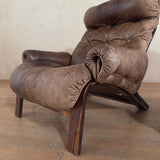 Pair of Tufted Leather Lounge Chairs by Oddvin Rykken for Rybo, 1970s